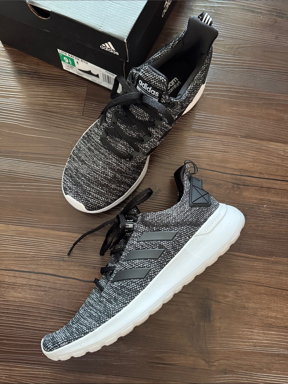 adidas Men’s Black/Gray Knit Running Sneakers